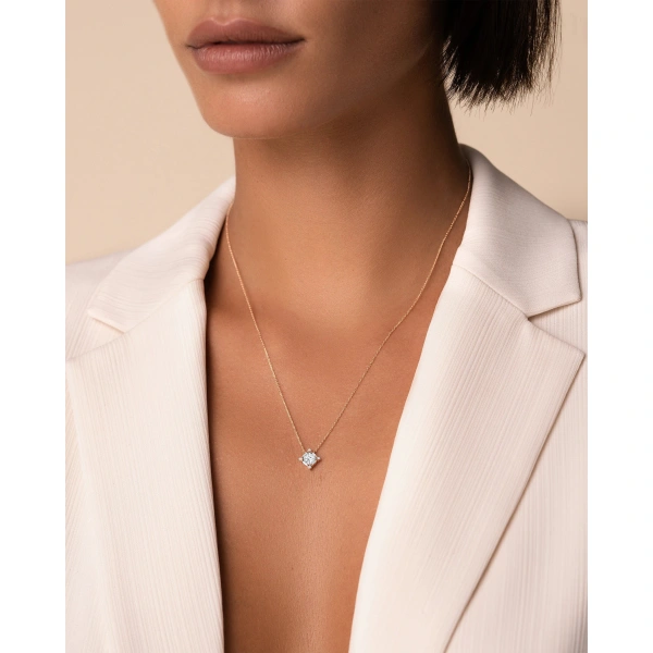 Suzanne Kalan Princess Midi Diamond Pendant in 18K Rose Gold | Fine Necklaces | Coveti