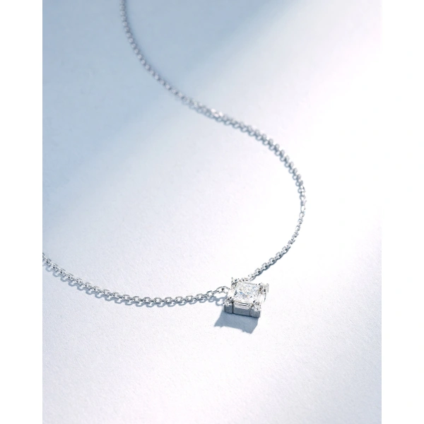 Suzanne Kalan Princess Midi Diamond Pendant in 18K White Gold | Fine Necklaces | Coveti