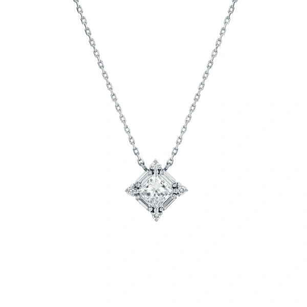 Suzanne Kalan Princess Midi Diamond Pendant in 18K White Gold | Fine Necklaces | Coveti