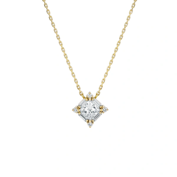 Princess Midi Diamond Pendant in 18K Yellow Gold