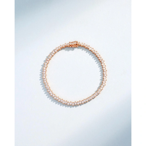 Suzanne Kalan Princess Midi Diamond Tennis Bracelet in 18K Rose Gold | Fine Bracelets | Coveti