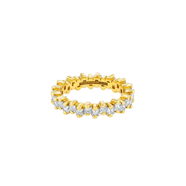 Suzanne Kalan Princess Midi Eternity Band in 18K Yellow Gold | Fine Rings | Coveti
