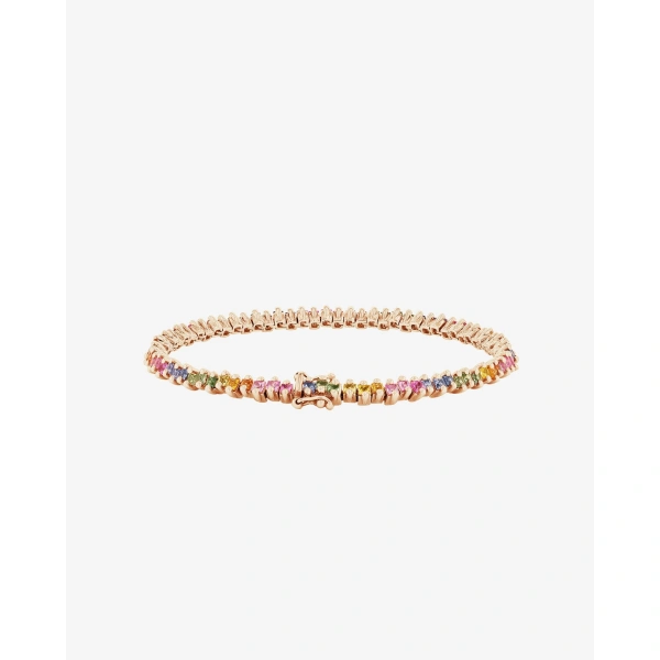 Suzanne Kalan Princess Midi Pastel Sapphire Tennis Bracelet in 18K Rose Gold | Fine Bracelets | Coveti