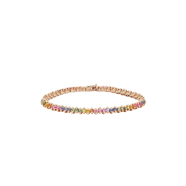 Suzanne Kalan Princess Midi Pastel Sapphire Tennis Bracelet in 18K Rose Gold | Fine Bracelets | Coveti