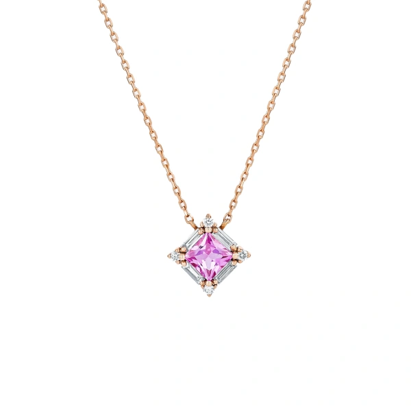 Suzanne Kalan Princess Midi Pendant in 18K Rose Gold, Pink Sapphire | Fine Necklaces | Coveti