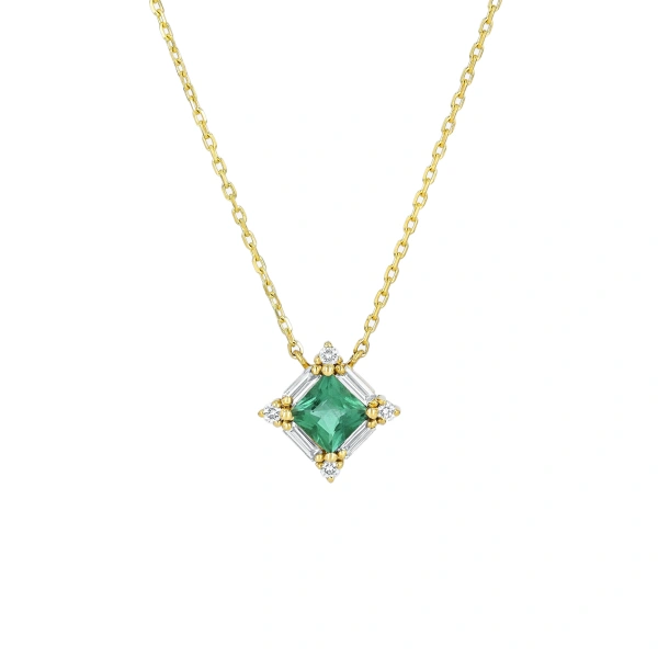 Suzanne Kalan Princess Midi Pendant in 18K Yellow Gold, Emerald | Fine Necklaces | Coveti
