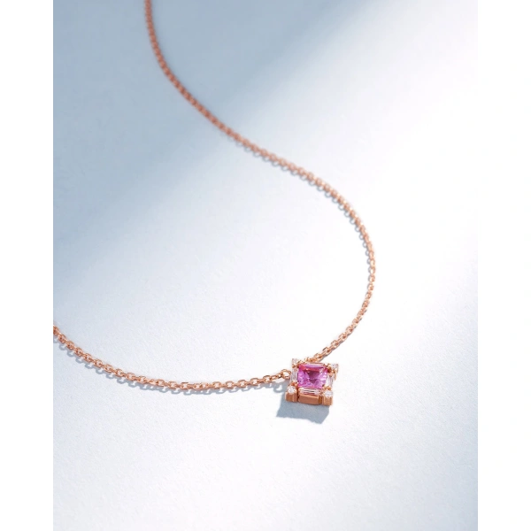 Suzanne Kalan Princess Midi Pink Sapphire Pendant in 18K Rose Gold | Fine Necklaces | Coveti