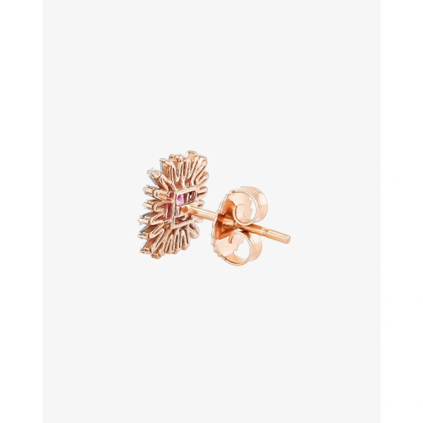 Suzanne Kalan Princess Midi Pink Sapphire Spark Studs in 18K Rose Gold | Fine Earrings | Coveti