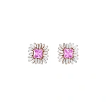 Suzanne Kalan Princess Midi Pink Sapphire Spark Studs in 18K Rose Gold | Fine Earrings | Coveti