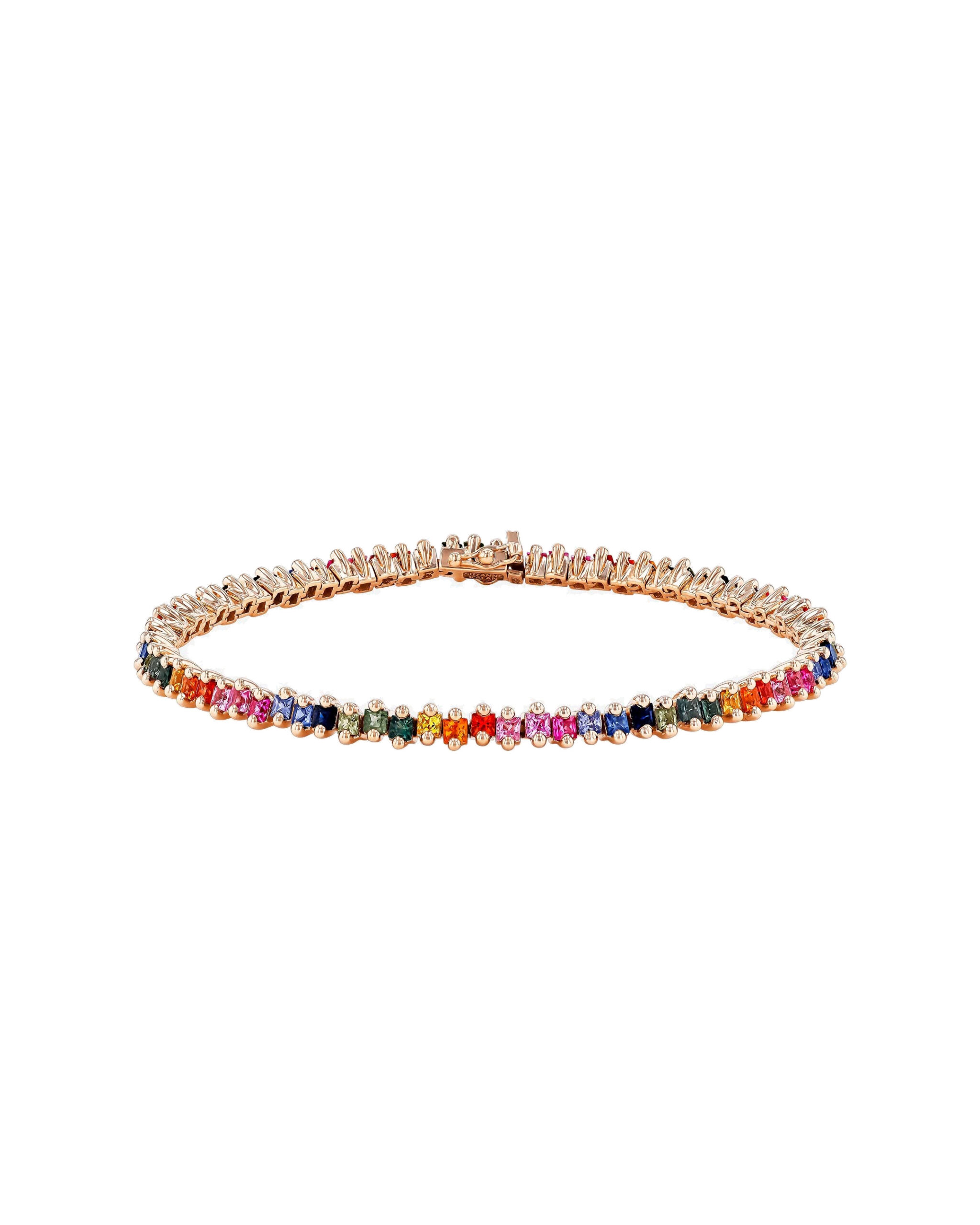 Suzanne Kalan Princess Midi Rainbow Sapphire Tennis Bracelet in 18K Rose Gold Suzanne Kalan Princess Midi Rainbow Sapphire Tennis Bracelet in 18K Rose Gold | Fine Bracelets | Coveti