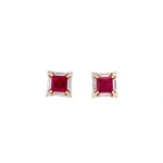 Suzanne Kalan Princess Midi Ruby Studs in 18K Rose Gold | Fine Earrings | Coveti
