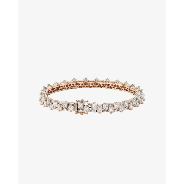 Suzanne Kalan Princess Midi Stack Diamond Tennis Bracelet in 18K Rose Gold | Fine Bracelets | Coveti