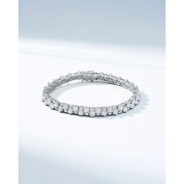 Suzanne Kalan Princess Midi Stack Diamond Tennis Bracelet in 18K White Gold | Fine Bracelets | Coveti