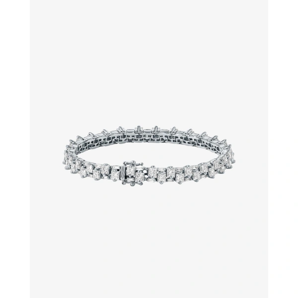 Suzanne Kalan Princess Midi Stack Diamond Tennis Bracelet in 18K White Gold | Fine Bracelets | Coveti
