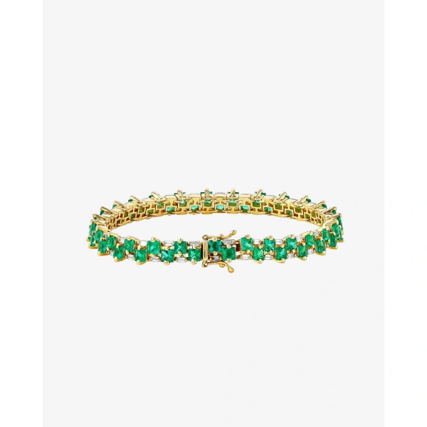 Suzanne Kalan Princess Midi Stack Emerald Tennis Bracelet in 18K Yellow Gold | Fine Bracelets | Coveti