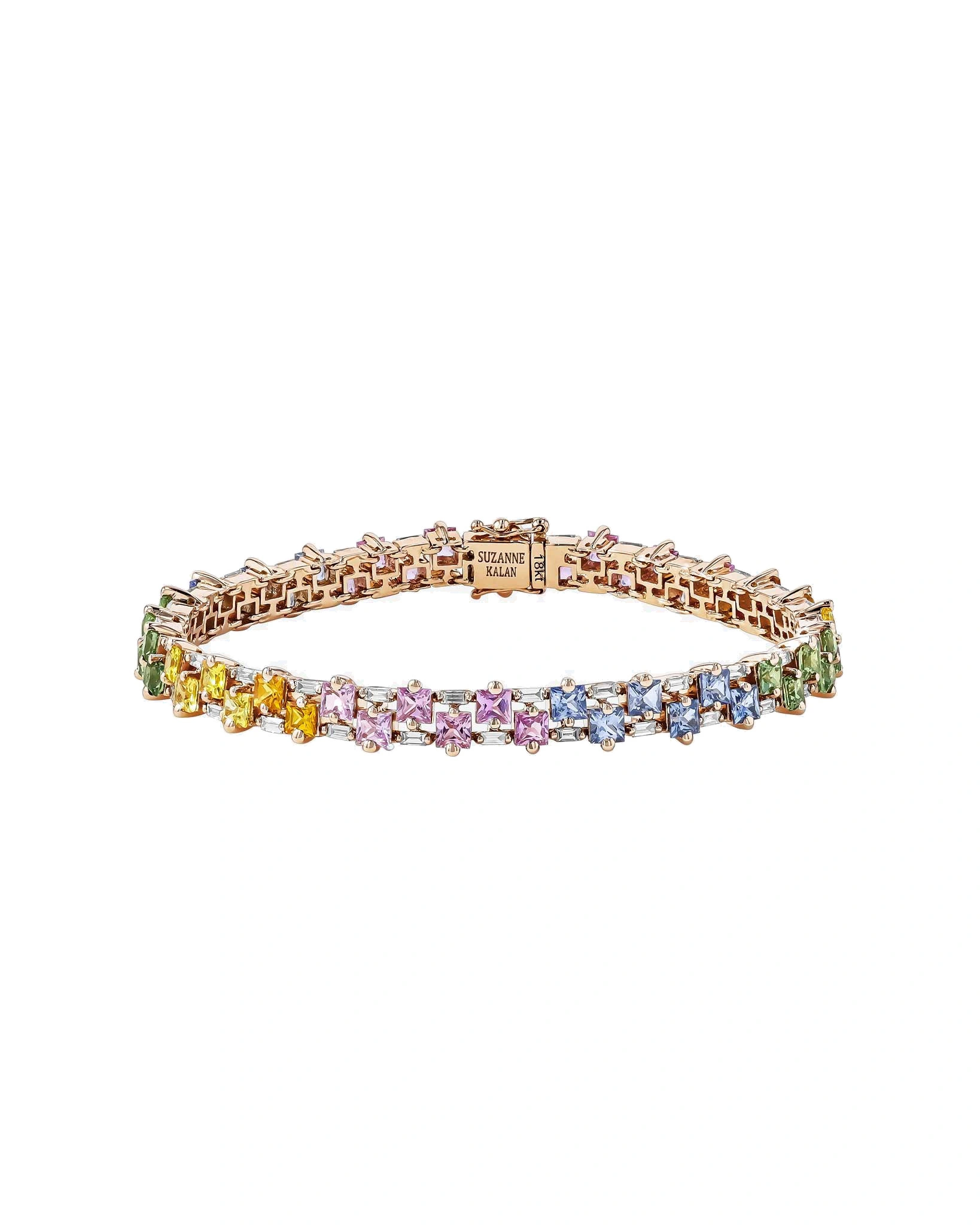 Suzanne Kalan Princess Midi Stack Tennis Bracelet in 18K Rose Gold, Pastel Sapphire Suzanne Kalan Princess Midi Stack Tennis Bracelet in 18K Rose Gold, Pastel Sapphire | Fine Bracelets | Coveti