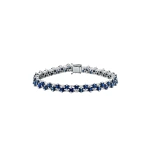 Suzanne Kalan Princess Midi Stack Tennis Bracelet in 18K White Gold, Dark Blue Sapphire | Fine Bracelets | Coveti