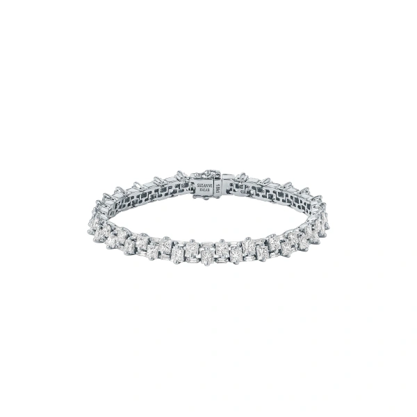 Suzanne Kalan Princess Midi Stack Tennis Bracelet in 18K White Gold | Fine Bracelets | Coveti