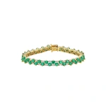 Suzanne Kalan Princess Midi Stack Tennis Bracelet in 18K Yellow Gold, Emerald | Fine Bracelets | Coveti