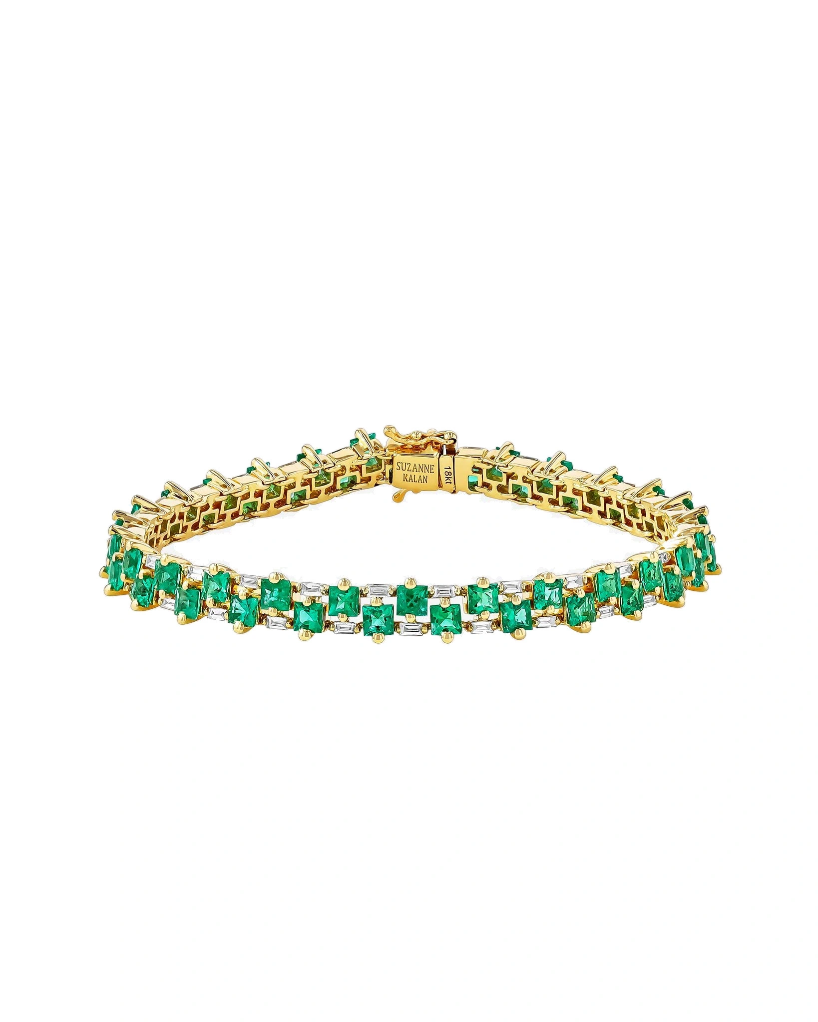 Suzanne Kalan Princess Midi Stack Tennis Bracelet in 18K Yellow Gold, Emerald Suzanne Kalan Princess Midi Stack Tennis Bracelet in 18K Yellow Gold, Emerald | Fine Bracelets | Coveti