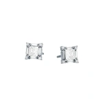 Suzanne Kalan Princess Midi Studs in 18K White Gold | Fine Earrings | Coveti