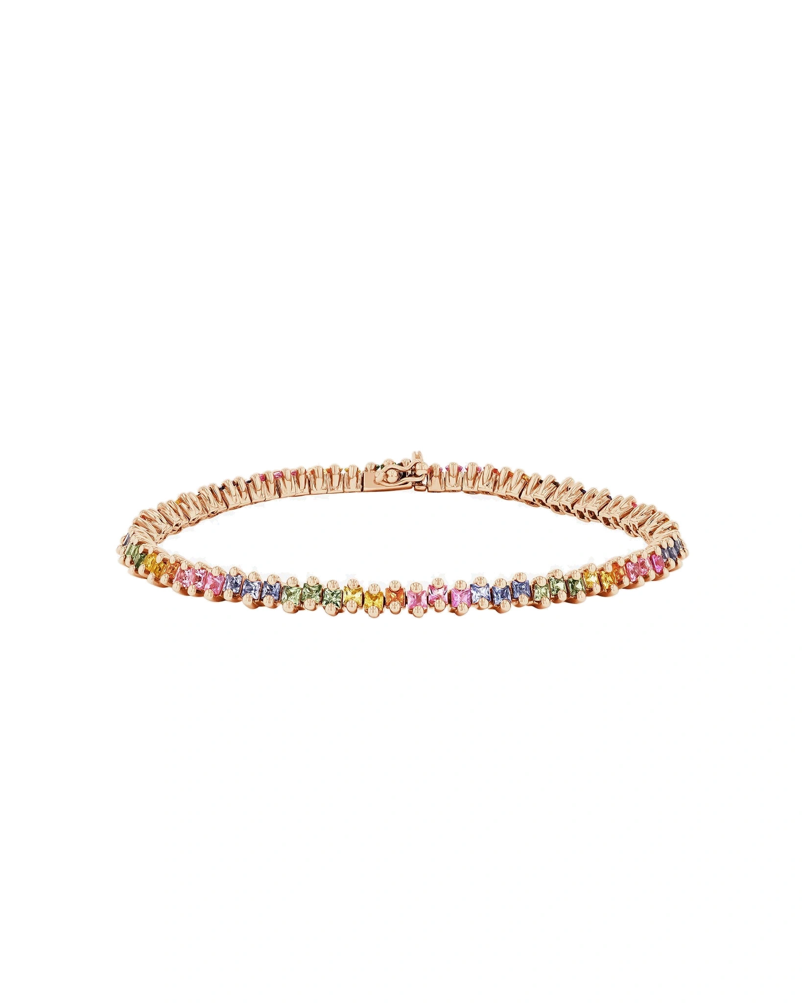 Suzanne Kalan Princess Midi Tennis Bracelet in 18K Rose Gold, Pastel Sapphire Suzanne Kalan Princess Midi Tennis Bracelet in 18K Rose Gold, Pastel Sapphire | Fine Bracelets | Coveti