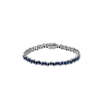 Suzanne Kalan Princess Milli Dark Blue Sapphire Tennis Bracelet in 18K White Gold | Fine Bracelets | Coveti