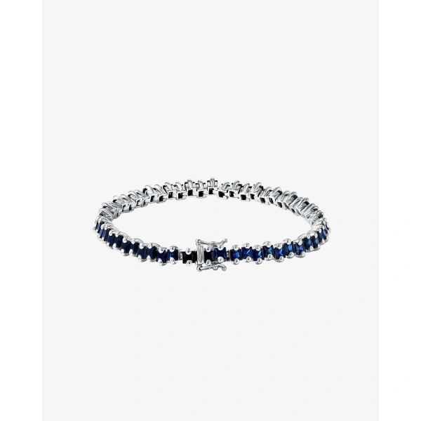 Suzanne Kalan Princess Milli Dark Blue Sapphire Tennis Bracelet in 18K White Gold | Fine Bracelets | Coveti