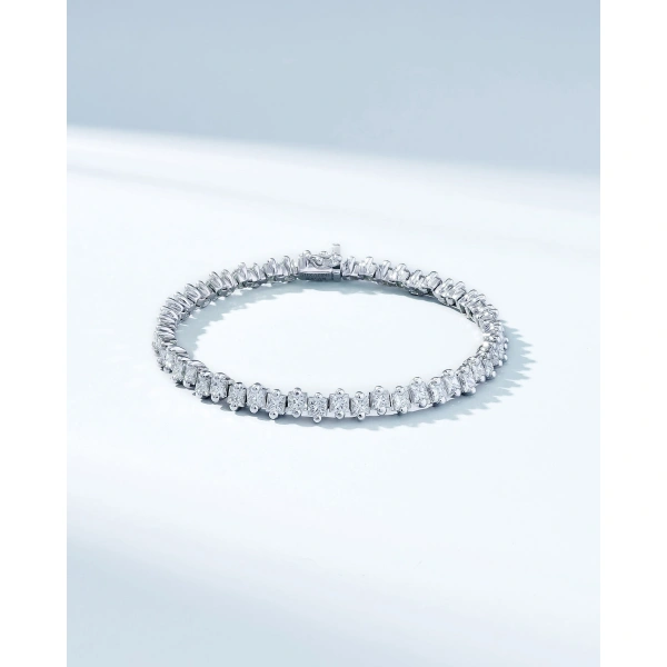 Suzanne Kalan Princess Milli Diamond Tennis Bracelet in 18K White Gold | Fine Bracelets | Coveti