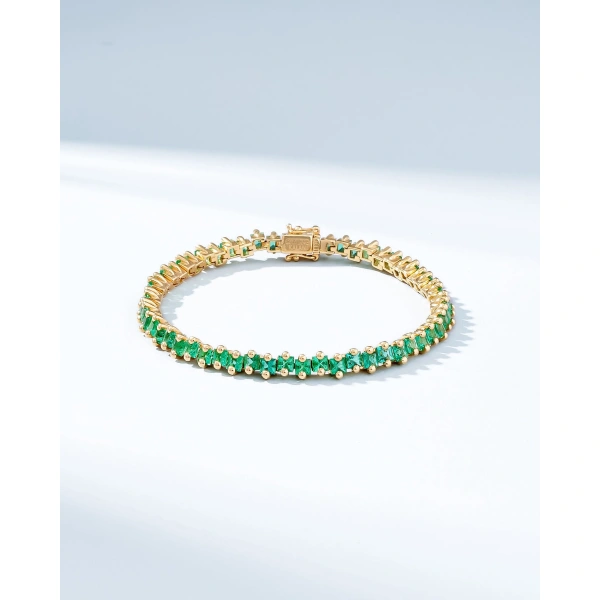 Suzanne Kalan Princess Milli Emerald Tennis Bracelet in 18K Yellow Gold | Fine Bracelets | Coveti