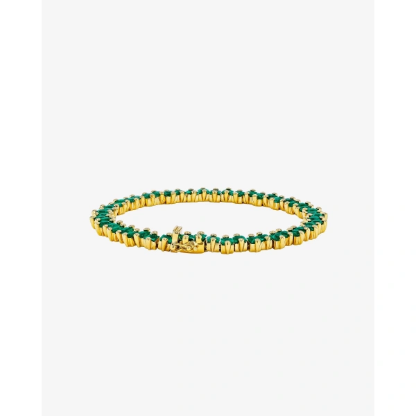 Suzanne Kalan Princess Milli Emerald Tennis Bracelet in 18K Yellow Gold | Fine Bracelets | Coveti