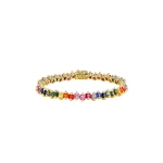 Suzanne Kalan Princess Milli Rainbow Sapphire Tennis Bracelet in 18K Yellow Gold | Fine Bracelets | Coveti
