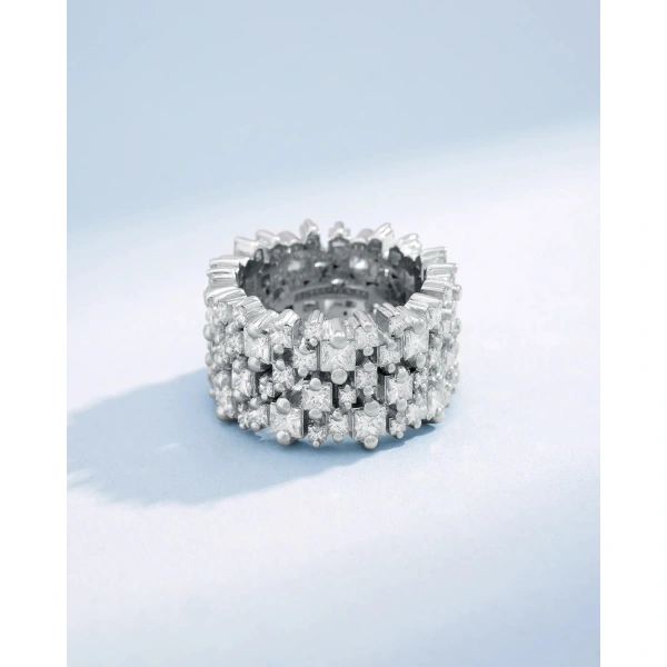 Suzanne Kalan Princess Milli Stacker Diamond Eternity Band in 18K White Gold | Fine Rings | Coveti