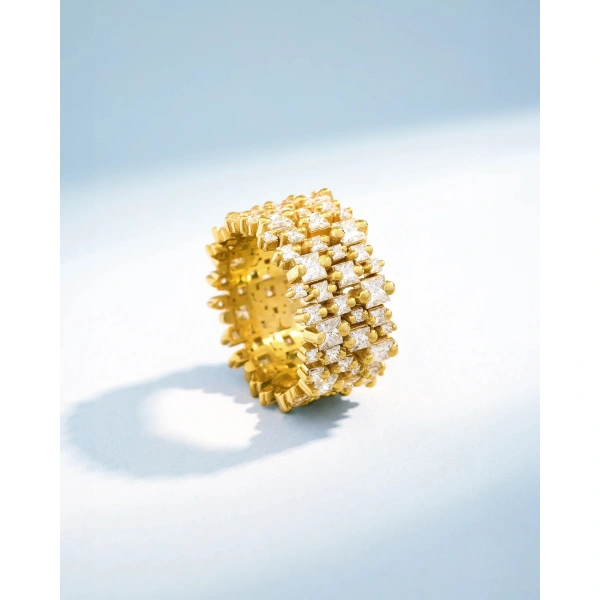 Suzanne Kalan Princess Milli Stacker Diamond Eternity Band in 18K Yellow Gold | Fine Rings | Coveti