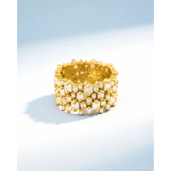 Suzanne Kalan Princess Milli Stacker Diamond Eternity Band in 18K Yellow Gold | Fine Rings | Coveti