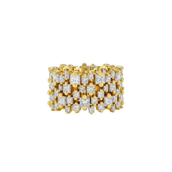 Suzanne Kalan Princess Milli Stacker Diamond Eternity Band in 18K Yellow Gold | Fine Rings | Coveti
