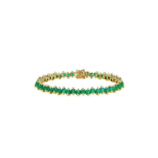 Suzanne Kalan Princess Milli Tennis Bracelet in 18K Yellow Gold, Emerald | Fine Bracelets | Coveti