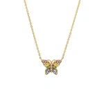 Suzanne Kalan Princess Mini Butterfly Pendant in 18K Yellow Gold, Pastel Sapphire | Fine Necklaces | Coveti