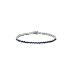 Suzanne Kalan Princess Mini Dark Blue Sapphire Tennis Bracelet in 18K White Gold | Fine Bracelets | Coveti