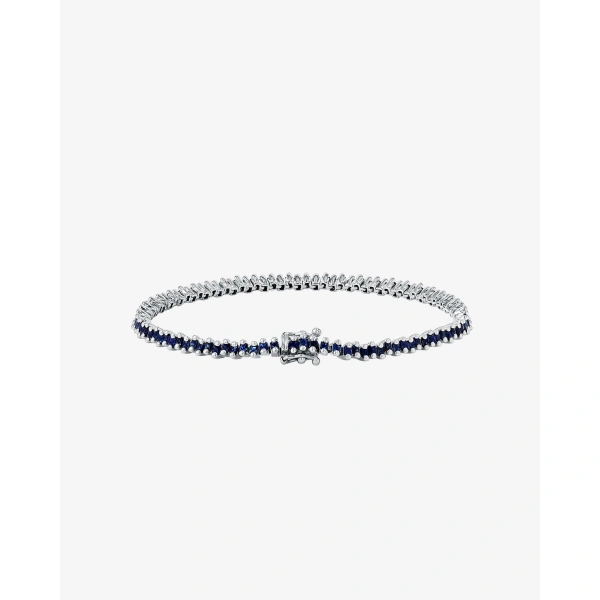 Suzanne Kalan Princess Mini Dark Blue Sapphire Tennis Bracelet in 18K White Gold | Fine Bracelets | Coveti
