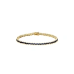 Suzanne Kalan Princess Mini Dark Blue Sapphire Tennis Bracelet in 18K Yellow Gold | Fine Bracelets | Coveti