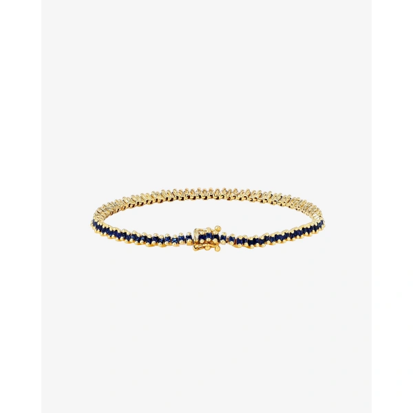 Suzanne Kalan Princess Mini Dark Blue Sapphire Tennis Bracelet in 18K Yellow Gold | Fine Bracelets | Coveti