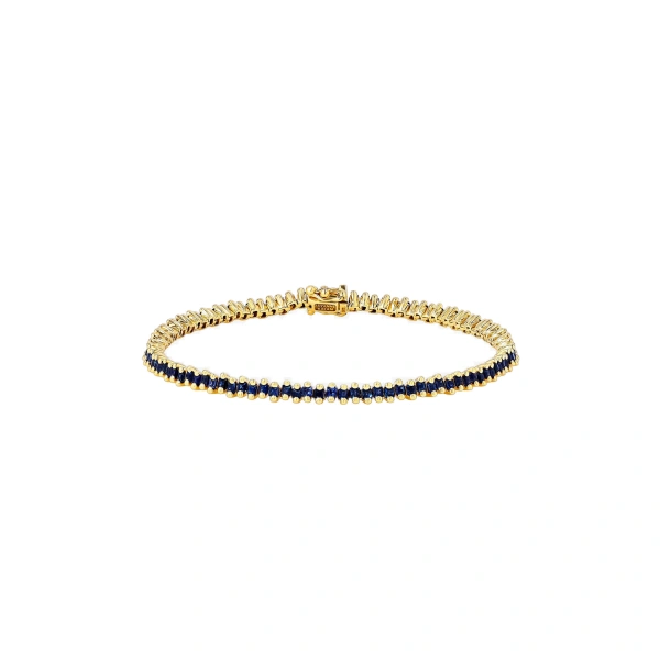 Suzanne Kalan Princess Mini Dark Blue Sapphire Tennis Bracelet in 18K Yellow Gold | Fine Bracelets | Coveti