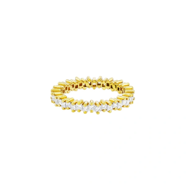 Suzanne Kalan Princess Mini Diamond Eternity Band in 18K Yellow Gold | Fine Rings | Coveti