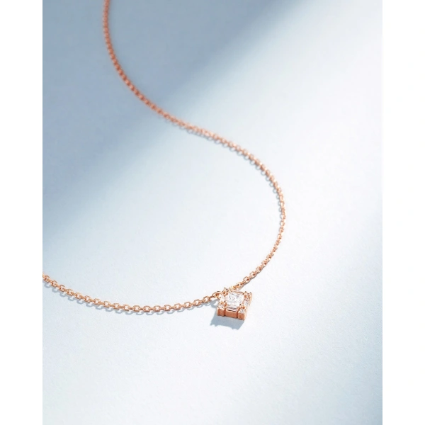 Suzanne Kalan Princess Mini Diamond Pendant in 18K Rose Gold | Fine Necklaces | Coveti