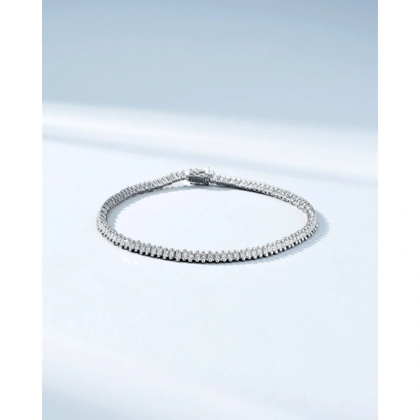 Suzanne Kalan Princess Mini Diamond Tennis Bracelet in 18K White Gold | Fine Bracelets | Coveti