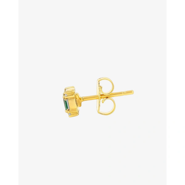 Suzanne Kalan Princess Mini Emerald Studs in 18K Yellow Gold | Fine Earrings | Coveti