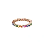 Suzanne Kalan Princess Mini Eternity Band in 18K Rose Gold, Rainbow Sapphire | Fine Rings | Coveti