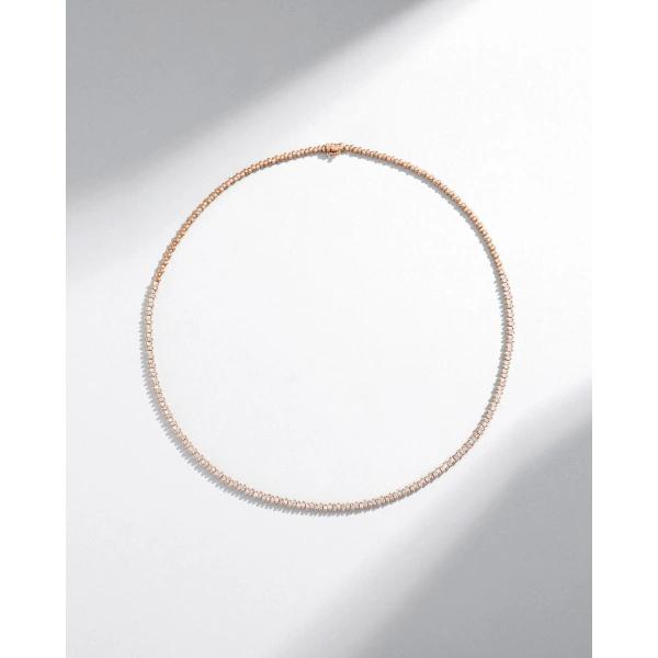 Suzanne Kalan Princess Mini Half Diamond Tennis Necklace in 18K Rose Gold | Fine Necklaces | Coveti