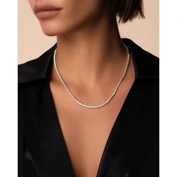 Suzanne Kalan Princess Mini Half Diamond Tennis Necklace in 18K Rose Gold | Fine Necklaces | Coveti